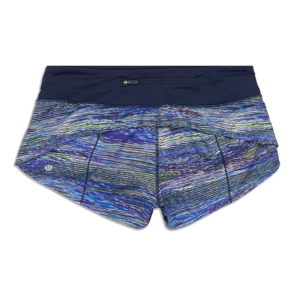 Lululemon Speed Up Interconnect Blue Multi Athletic Stretch Low Rise Shorts 6 - Picture 2 of 14